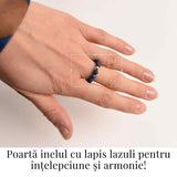 Inel elastic cu biluta aurie si margele 4 mm din pietre naturale