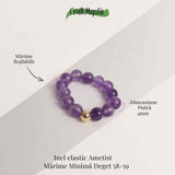Inel elastic cu biluta aurie si margele 4 mm din pietre naturale