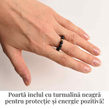 Inel elastic cu biluta aurie si margele 4 mm din pietre naturale