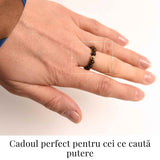 Inel elastic cu biluta aurie si margele 4 mm din pietre naturale