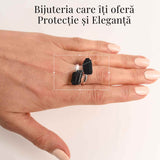 Inel Argintiu cu Dubla Turmalina Neagra - Protectie si Eleganta