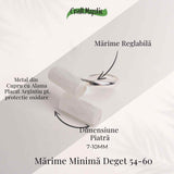Inel Reglabil Argintiu cu Dublu Selenit, Claritate si Purificare