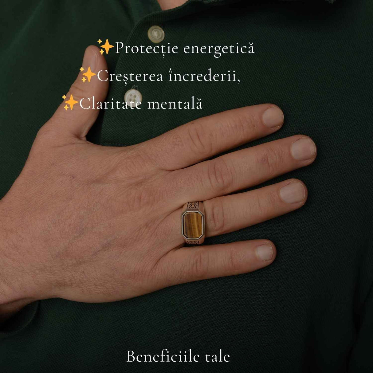 Inel Barbatesc Argint 925 cu Ochi de Tigru Dreptunghi – Protectie si Incredere