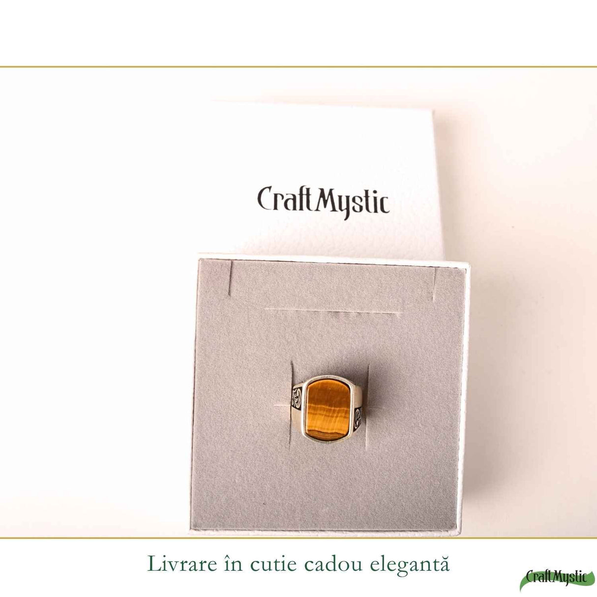 Inel Barbatesc Argint 925 cu Ochi de Tigru Dreptunghi – Protectie si Curaj