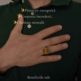 Inel Barbatesc Argint 925 cu Ochi de Tigru Dreptunghi – Protectie si Curaj