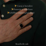 Inel Barbatesc Argint 925 cu Onix Dreptunghi – Protectie si Stabilitate