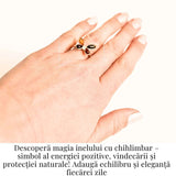 Inel ajustabil argint 925 cu chihlimbar natural - Design fluture