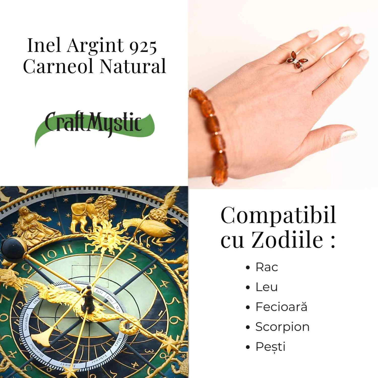 Inel ajustabil argint 925 cu chihlimbar natural forma de fluture- Simbol al elegantei si transformarii