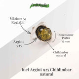 Inel ajustabil argint 925 cu chihlimbar natural - Eleganta unica
