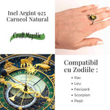 Inel ajustabil argint 925 cu chihlimbar natural - Eleganta unica