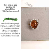 Inel argint 925 ajustabil cu chihlimbar natural - Energie si Eleganta