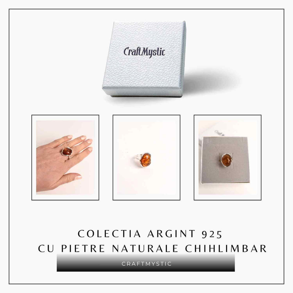 Inel argint 925 ajustabil cu chihlimbar natural - Energie si Eleganta