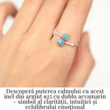 Inel Ajustabil Argint 925 cu Dublu Acvamarin - Claritate si Liniste Interioara
