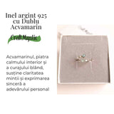 Inel Ajustabil Argint 925 cu Dublu Acvamarin - Claritate si Liniste Interioara