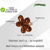 Inel floare din argint 925 cu chihlimbar natural - Floare a caldurii interioare