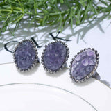 Inel Vintage cu cluster Ametist pentru Femei - Design Antic, Bijuterie de Farmec, Ideal pentru Aniversari, Zile de Nastere