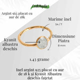 Inel cu Kyanit Albastru Deschis Fatetat din Argint 925 placat cu Aur de 18K 1.50 gr M53/6.5- Claritate Mentala si Echilibru Energetic