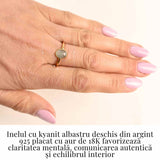 Inel cu Kyanit Albastru Deschis Fatetat din Argint 925 placat cu Aur de 18K 1.50 gr M53/6.5- Claritate Mentala si Echilibru Energetic