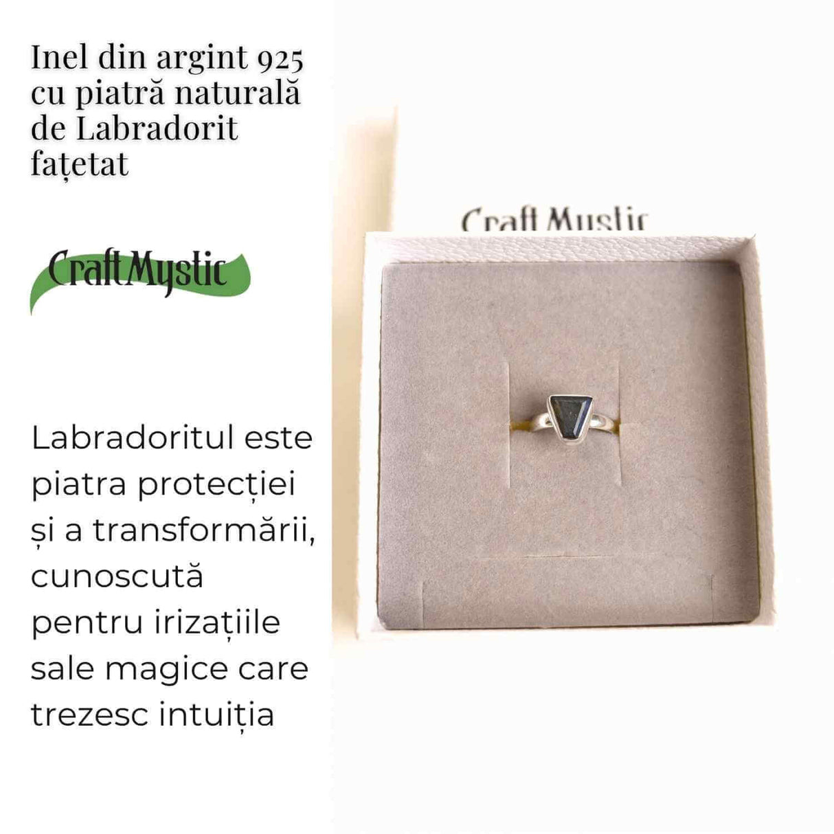 Inel Argint 925 cu Labradorit fatetat froma Triunghi - Protectie si Putere Interioara