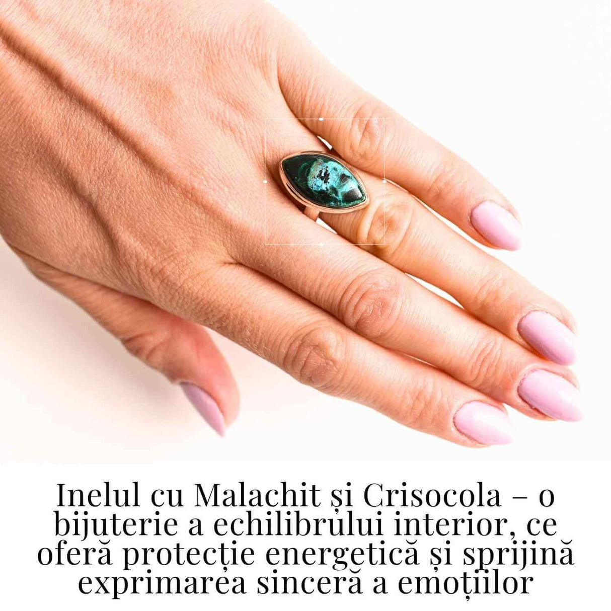 Inel cu Malachit si Crisocola Montura din Argint 925 - Protectie energetica si echilibru emotional,6.80gr