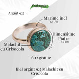 Inel cu Malachit si Crisocola Montura din Argint 925 - Protectie energetica si echilibru emotional, 6.12 gr