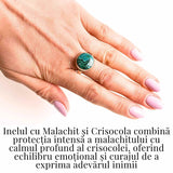 Inel cu Malachit si Crisocola Montura din Argint 925 - Protectie energetica si echilibru emotional, 6.12 gr
