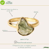 Inel Elegant cu Moldavit Natural, Argint 925 Placat cu Aur 18K, M8/56 - Vibratii Inalte