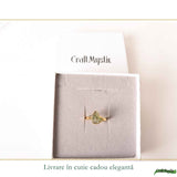 Inel Elegant cu Moldavit Natural, Argint 925 Placat cu Aur 18K, M8/56 - Vibratii Inalte