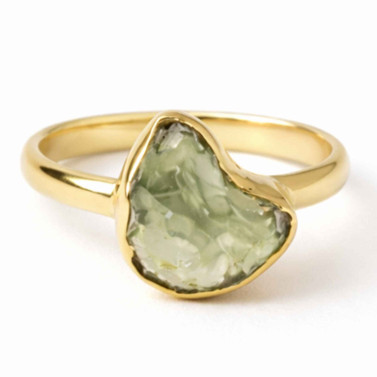 Inel Elegant cu Moldavit Natural, Argint 925 Placat cu Aur 18K, M8/56 - Vibratii Inalte