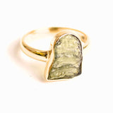 Inel cu Moldavit din Argint 925 placat cu Aur de 18K 3.08 gr Marime 54 (EU) / 7 (US) - Activare Energetica si Evolutie Spirituala