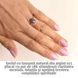 Inel cu Tanzanit Fatetat din Argint 925 placat cu Aur de 18K 1.53 gr M53/6.5 - Claritate Mentala si Activare Spirituala