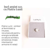 Inel din Argint 925 cu Piatra Lunii - Echilibru Emotional si Intuitie Amplificata, 6.31 gr