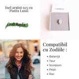 Inel cu Piatra Lunii si montura din Argint 925 6.72 gr Marime 54.5 / 7 - Intuitie Sporita si Echilibru Emotional