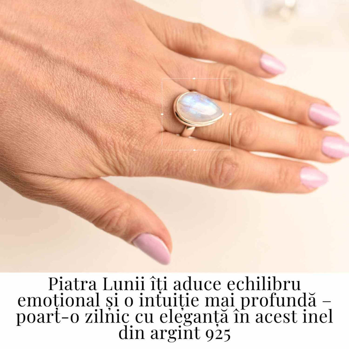 Inel cu Piatra Lunii si montura din Argint 925 6.72 gr Marime 54.5 / 7 - Intuitie Sporita si Echilibru Emotional