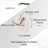 Inel cu Piatra Lunii si montura din Argint 925 6.72 gr Marime 54.5 / 7 - Intuitie Sporita si Echilibru Emotional