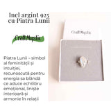 Inel cu Piatra Lunii si montura din Argint 925 6.72 gr Marime 54.5 / 7 - Intuitie Sporita si Echilibru Emotional
