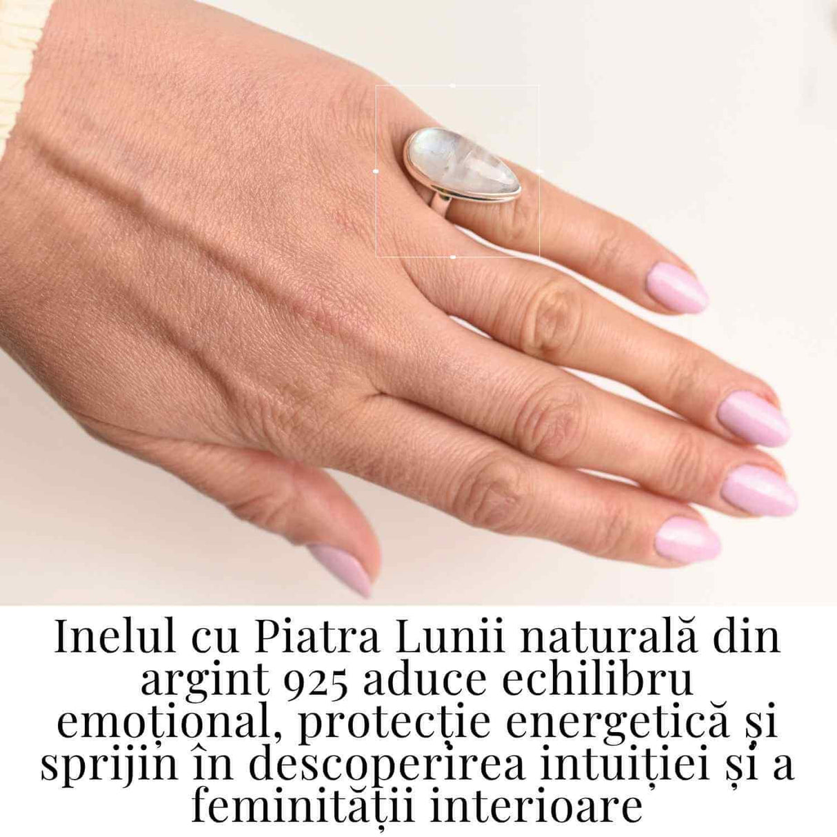 Inel cu Piatra Lunii si montura din Argint 925 6.72 gr Marime 54.5 / 7 - Intuitie Sporita si Echilibru Emotional