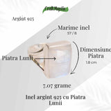 Inel din Argint 925 cu Piatra Lunii 7.07 gr Marime 57/8 - Echilibru emotional si intuitie amplificata