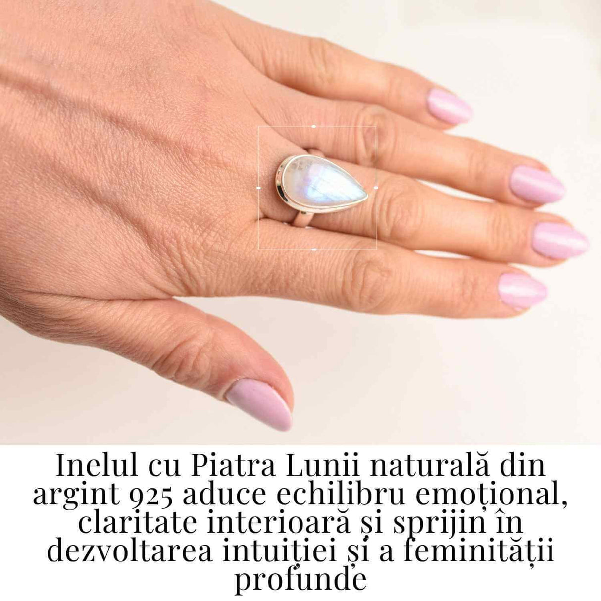 Inel cu Piatra Lunii si montura din Argint 925 6.72 gr Marime 54.5 / 7 - Intuitie Sporita si Echilibru Emotional