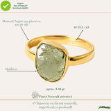 Inel cu Moldavit Natural si Argint 925 Placat Aur 18K, M10.5/63 - Energie Universala
