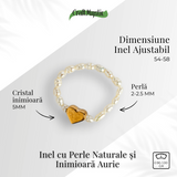 Inel cu perle naturale si inimioara aurie - Cadoul perfect din inima