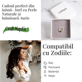 Inel cu perle naturale si inimioara aurie - Cadoul perfect din inima