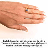 Inel argint 925 placat cu aur 18K si Tanzanit oval fatetat