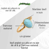 Inel argint 925 placat cu aur 18K si Turcoaz natural fatetat - Protectie, claritate și comunicare