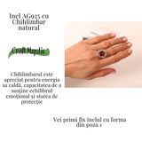 Inel floral din argint 925 cu chihlimbar natural - Calm si armonie