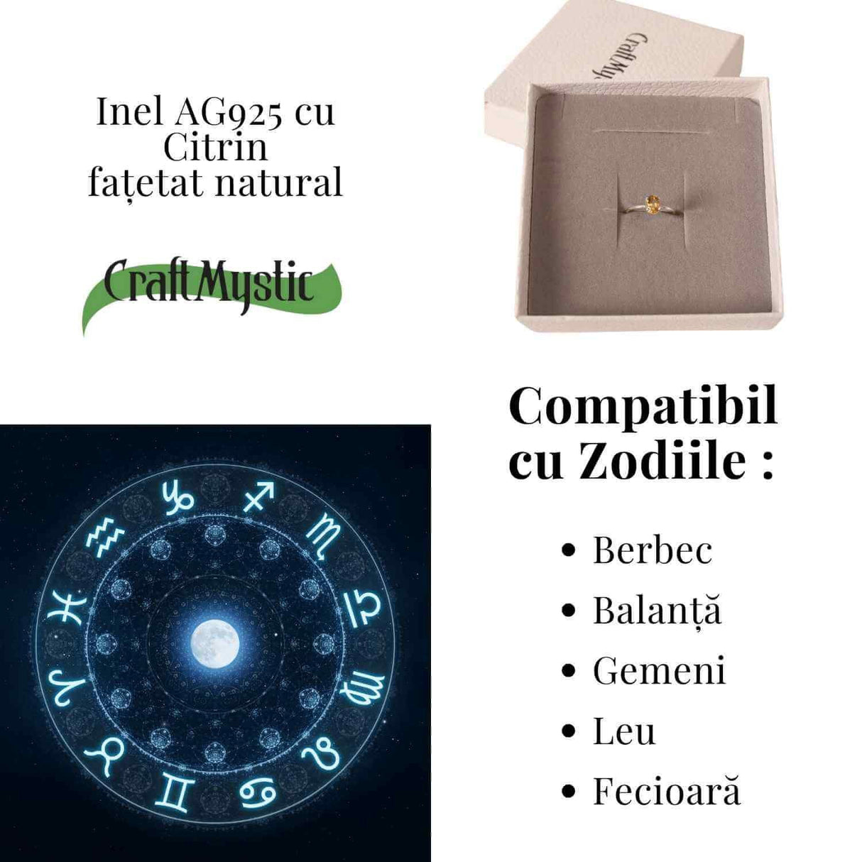 Inel reglabil din argint 925 cu citrin fatetat, o bijuterie care aduce lumina si claritate in ritmul zilnic