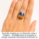 Inel Ajustabil din Argint 925 cu Pietrele celor 7 Chakre - Armonie Energetica si Echilibru Interior