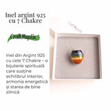 Inel Ajustabil din Argint 925 cu Pietrele celor 7 Chakre - Armonie Energetica si Echilibru Interior