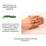 Inel reglabil din argint 925 cu ametist fatetat lacrima, pentru calm si claritate interioara