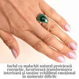 Inel din Argint 925 cu Malachit Natural 7.36 gr M52/6-Protectie Energetica si Echilibru Emotional in Timpul Transformarilor Interioare